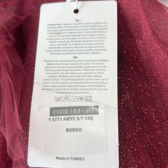 Pink Girls Couture Burgundy Glitter floral embellished Holiday Party Dress NWT 3 - Picture 13 of 15